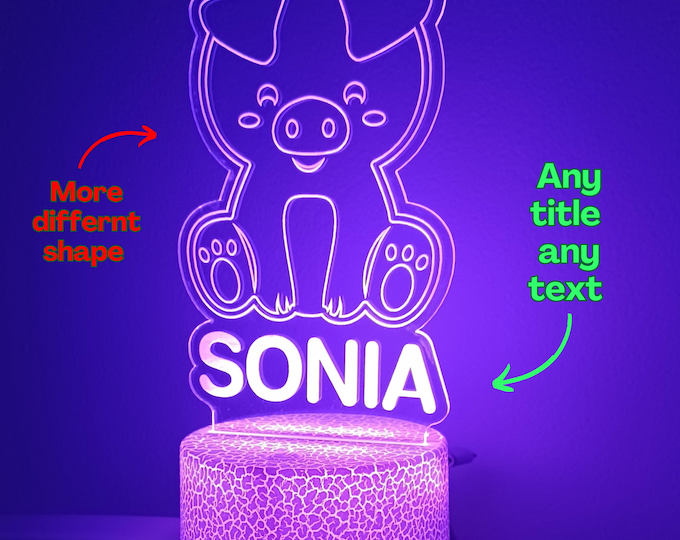 Personalized Animal LED Night Light – Custom Kids Room Decor