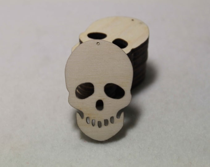 10 x Mini Wooden Skulls / Laser Cut /  Scrapbooking Skeleton Jewellery  Keyrings