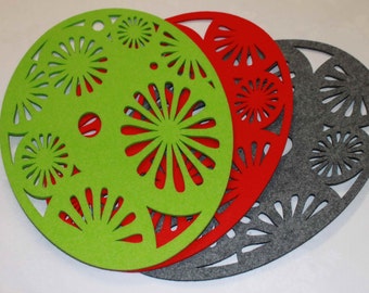 Placemats Easter Eggs Felt Table Mats Set of 2 Laser Cut