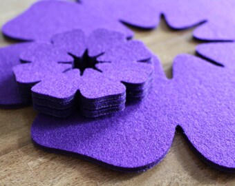 Flowers shape Felt Table Mats and coasters Set of 4 Pieces  Handmade Ireland Laser Cut Placemats