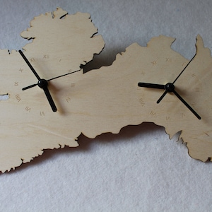 Ireland and Australia Connected Map Clock Country shape clock wooden map IE and AU clock handmade Ireland I'm irish Xmass gift image 1