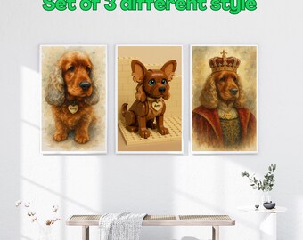 Custom Pet Portrait – 3 Styles: Watercolour, Royal  LEGO – Pet Memorial, Birthday or Anniversary Gift – Dog  Cat Art from Photo SET OF 3
