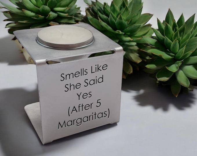 Engagement Candle Holder – Funny Wedding Gift, Personalized Tealight, Bachelorette Party Decor, Custom Candle Favor