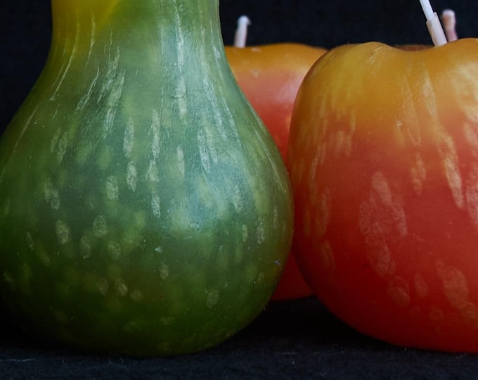 Handmade Fruit Candles – Realistic Pear Apple   Candles, Braided Designs | Perfect Christmas Gift, Housewarming Present & Home Décor Accent