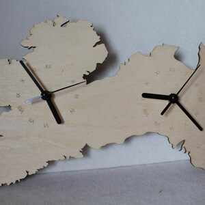 Ireland and Australia Connected Map Clock Country shape clock wooden map IE and AU clock handmade Ireland I'm irish Xmass gift image 3