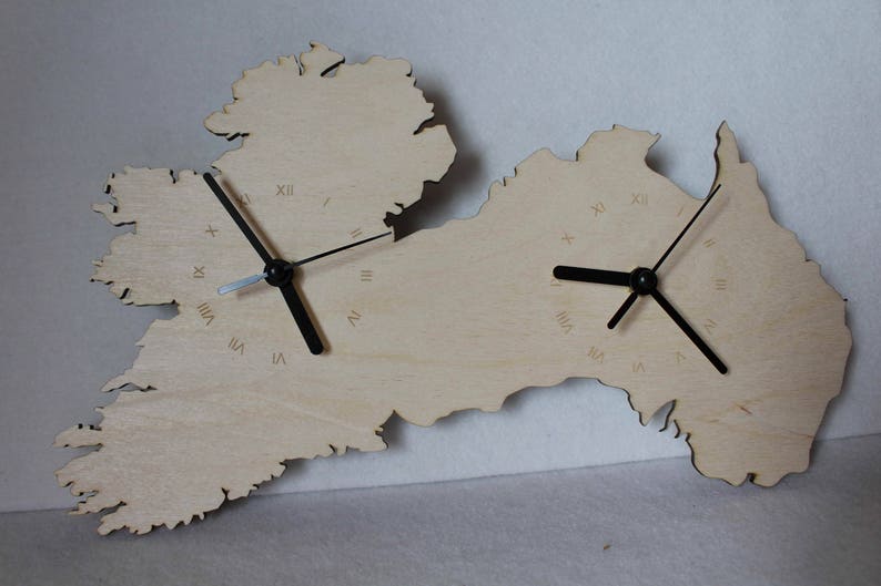 Ireland and Australia Connected Map Clock Country shape clock wooden map IE and AU clock handmade Ireland I'm irish Xmass gift image 3