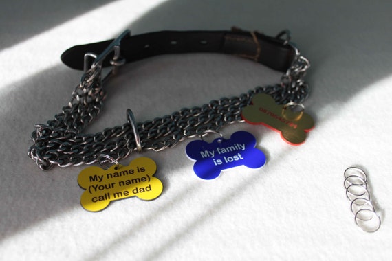 Personalized Bone-Shaped Pet ID Tag - Laser Engraved With Ring For Dog Or Cat Collar