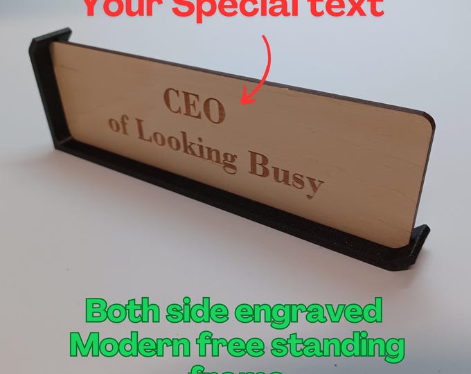 Personalized Desk Name Plate – Modern Stand, Custom Engraving Desk Sign, Office Decor, Gift for Boss Engraved Plaque, Office Sign