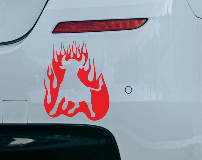 Fire Bulls Vinyl Sticker, wall car door gate sign decor SET OF 2
