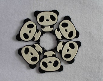 Panda Mix Felt Coasters Panda Shape Set of 6 Handmade Ireland Eire Home Decor  Set of 6