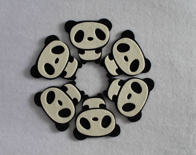 Panda Mix Felt Coasters Panda Shape Set of 6 Handmade Ireland Eire Home Decor  Set of 6