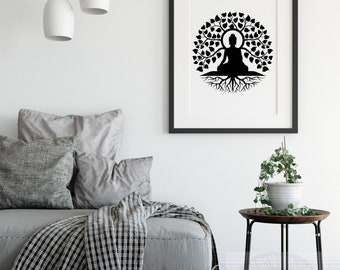 Buddha Wall Art Laser Cut File Wall Decor, Digital Files Svg Pdf Dxf Cdr Spiritual Meditation Mindfulness Gift Meditation Yoga Zen Boho