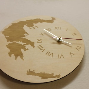 Einzigartige Form Nach Maß Griechenland Landuhr Griechenland Karte aus Holz Ich bin Griechenland