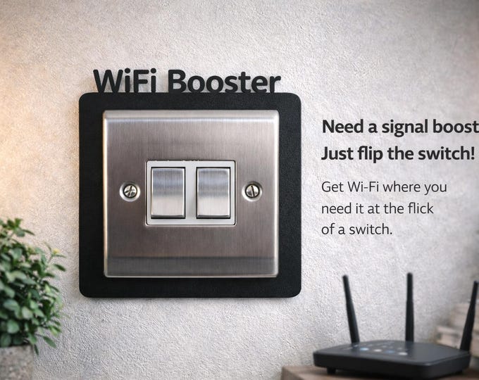 Funny WiFi Booster Light Switch Cover – Fake Internet Booster – Geek Gift – Funny Tech Decor – Gag Gift for Him – Novelty Switch Plate