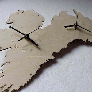 Ireland and Australia Connected Map Clock Country shape clock wooden map IE and AU clock handmade Ireland I'm irish Xmass gift image 2