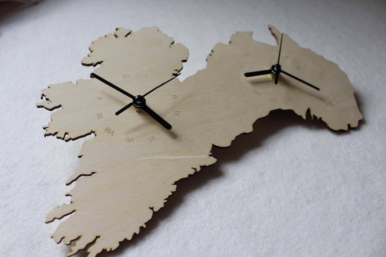 Ireland and Australia Connected Map Clock Country shape clock wooden map IE and AU clock handmade Ireland I'm irish Xmass gift image 2