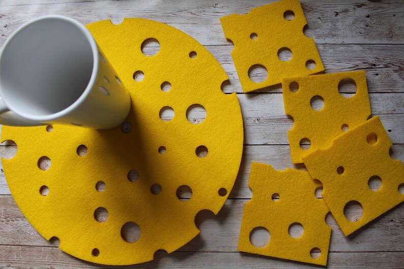 Multi Placemats and Coaster Funny Cheese Shape and Colour Etsy Ireland