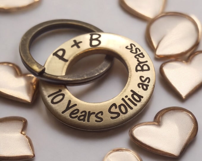 TALLY Mark I STEEL DO Keyring 10 Years Anniversary Gifts For Him Her Personalized Gift Husband Wife Key chain Love Couple both side engraved