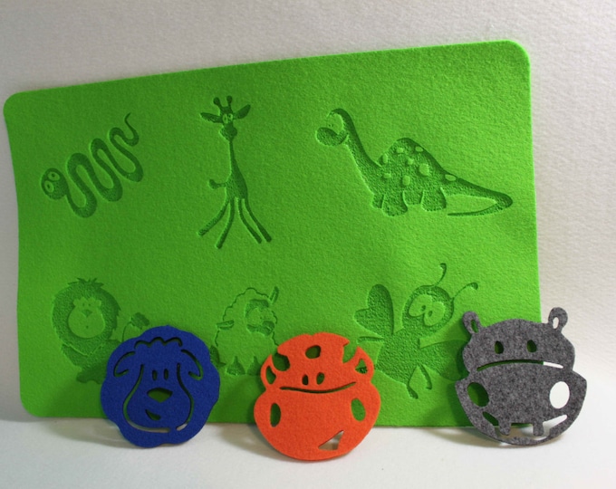 Animals  Children's Kids Felt Placemats ans  Coasters Home Decor Plaques - set of 4 Table mat for kids