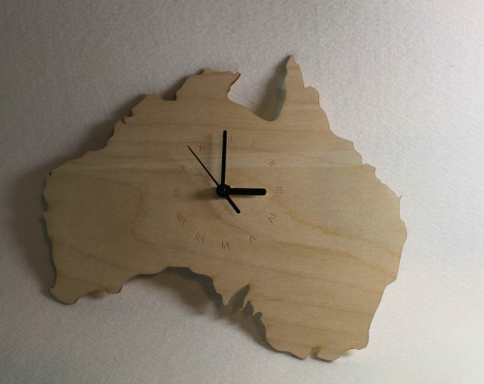 Custom Unique  Bespoke Australian  Shape Clock Australian  Map Wooden