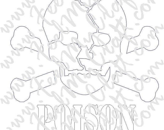 Poison Skull .dxf format. - LASER CNC Router, Water-jet Cut File - Vector Art - Clip Art - DXF svg skull shape