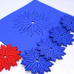 One line minimalist Grey and more felt colour  Placemats and coaster Flames Aster Flower Felt Table Mats Set of 8 pieces