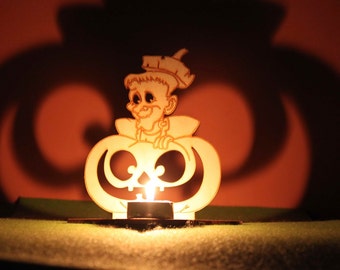 Halloween Tea Light Garden Lantern Wooden Indoor outdoor decor  Pumpkin Gnome Spirit Candle Holder