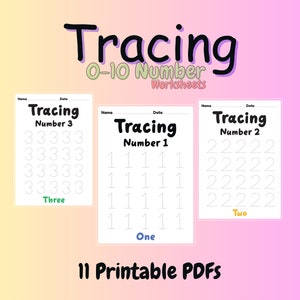 Back to School Montessori Tracing Number 0 to 10 Worksheets for Preschool Kids , Empowering Little Hands
