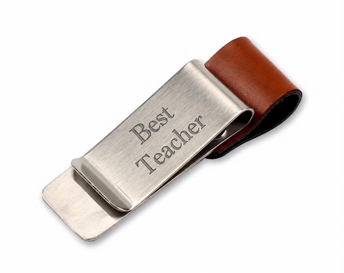 Personalised Engraved Pen Holder Clip, Custom Notebook Pen Loop, Teacher Gift for Her, Planner Bookmark, Name Clip for Journal