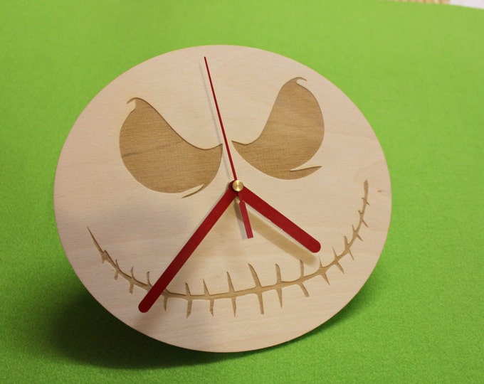 Halloween Scary Face Round Wooden Clock