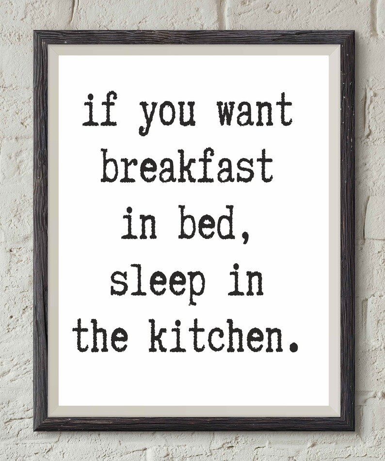 Breakfast in Bed Wall Printable Art Home Decoration Quotes Etsy UK