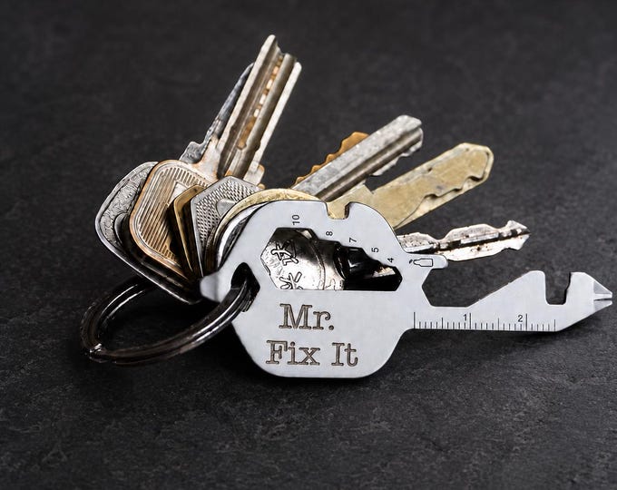 Personalized Pocket Multitool Keychain, Engraved 13 in 1 Tool, Gift for Dad, Husband, Boyfriend, Camping & Everyday Carry