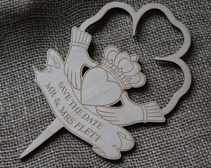 Claddagh Pure Traditional Irish  Custom Cake Topper YOUR ENGRAVER Wedding Anniversary Cake Topper Laser Cut HandMade Ireland I'm Irish gift