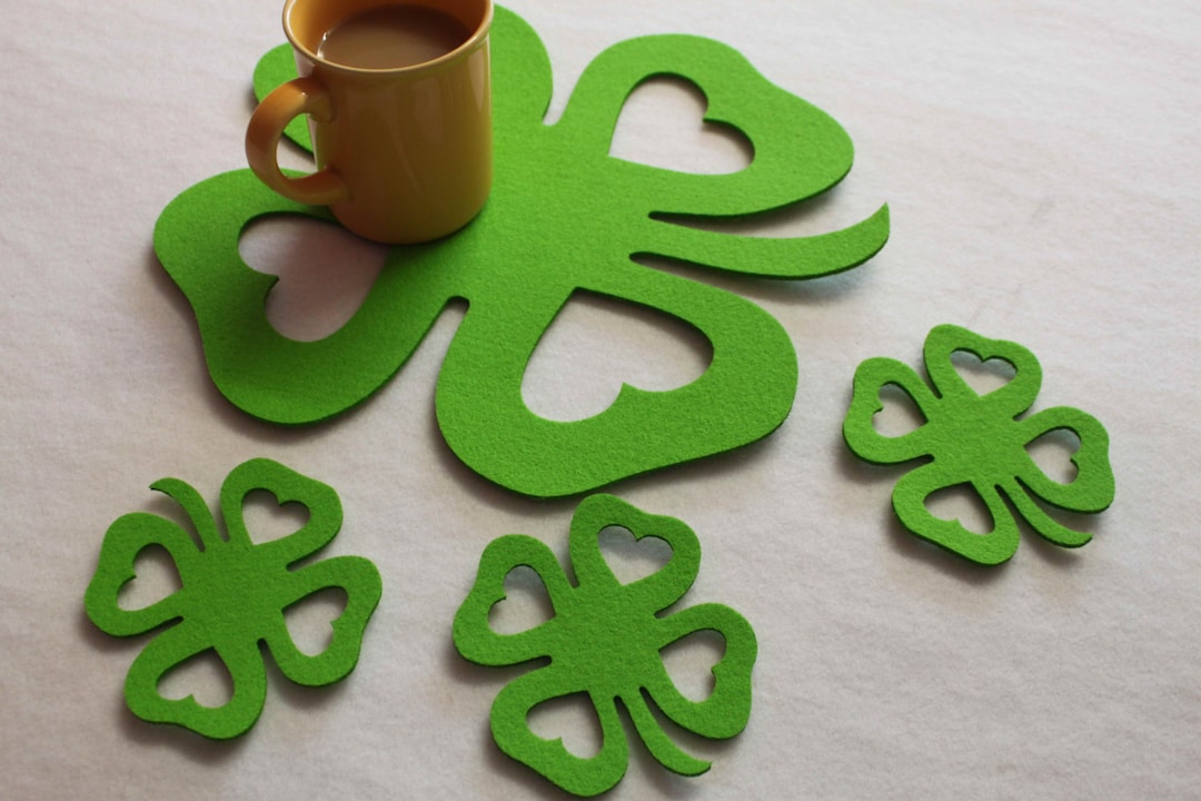 Shamrock Placemats & Coasters Felt Table Mats Set of 4 Laser Etsy