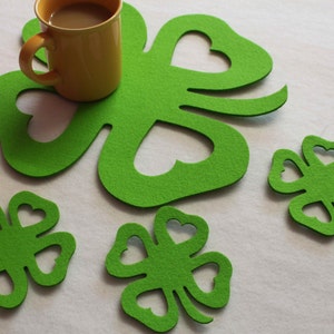 Shamrock Placemats  Felt Table Mats Set of 8 Laser Cut craft Irish gift