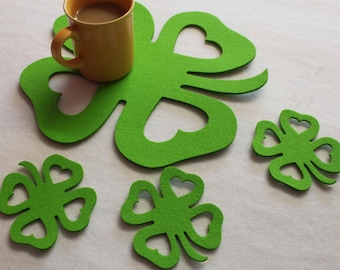 Shamrock Placemats  Felt Table Mats Set of 8 Laser Cut craft Irish gift