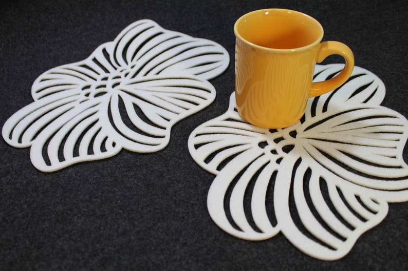 Placemats Flower Blossom Art Felt Table Mats Set of 2 Laser Cut