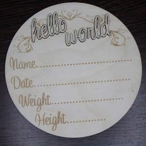 Letrero de madera personalizado para anunciar el nacimiento de un bebé, con texto en inglés "Save the Date", letrero de "Hola mundo", tablero de letras, decoración para guardería, letrero con nombre, hazlo tú mismo