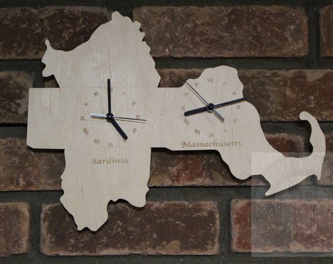 Massachusetts (US) and Sardinia (Italy)  Custom shape clock