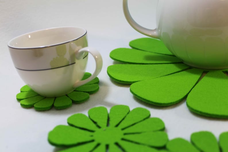 Placemats Daisy Felt Table Mats Set of 16 Pieces Laser Cut Etsy