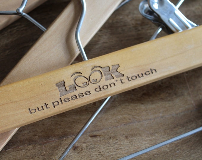 Funny Gift Personalized Custom  Hangers, Engraved Wood His Hanger Trousers