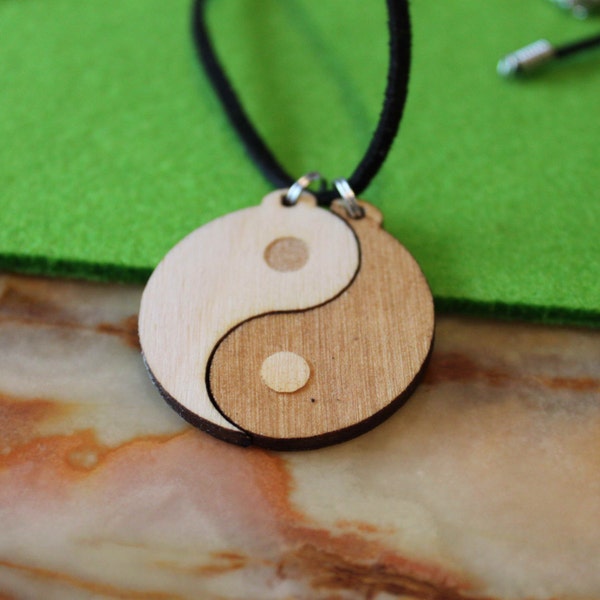 Ying and Yang Duo Necklace Two Pendant With 20" Leather