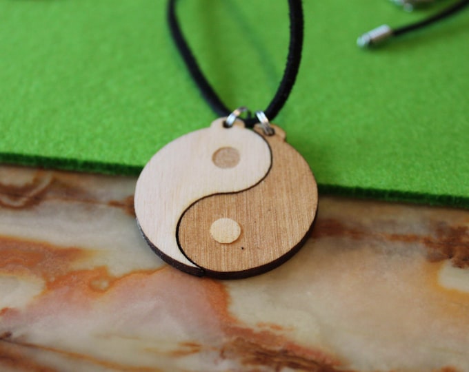 Ying and Yang Duo Necklace Two Pendant With 20" Leather