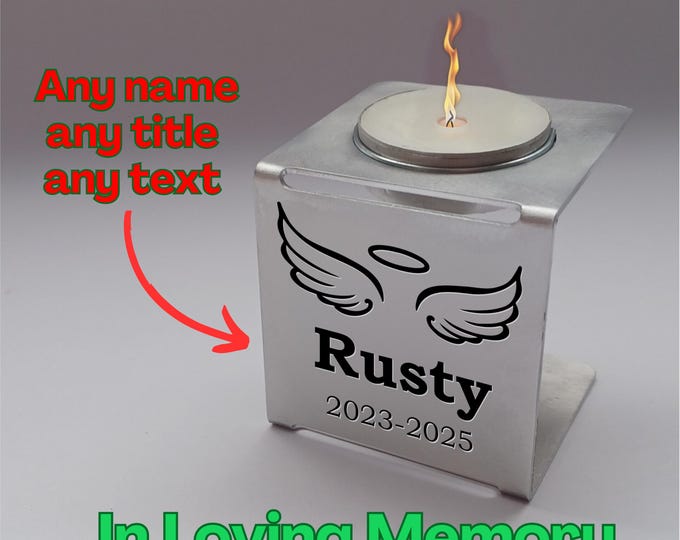 Personalized Engraved Aluminum Pet Memorial Tealight Holder Custom Keepsake Remembrance Gift Unique Idea Pet Loss Loving Memory Candle Cat