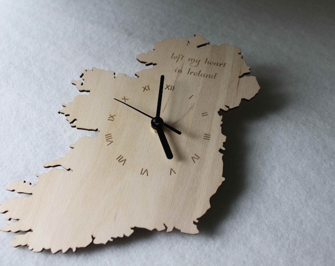 Custom Unique  Bespoke Ireland Shape Clock Irish Map Wooden irish gift I'm Irish