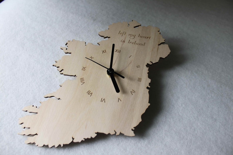 Custom Unique Bespoke Ireland Shape Clock Irish Map Wooden Etsy