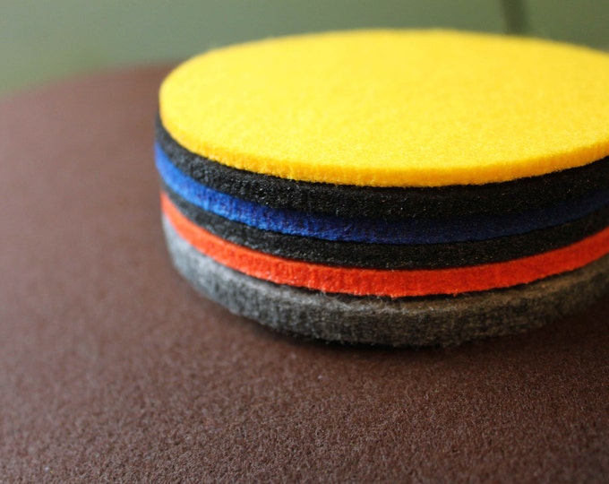 MIX Colour Felt Coasters Simple Shape Circle Set of 10 Handmade Ireland Eire