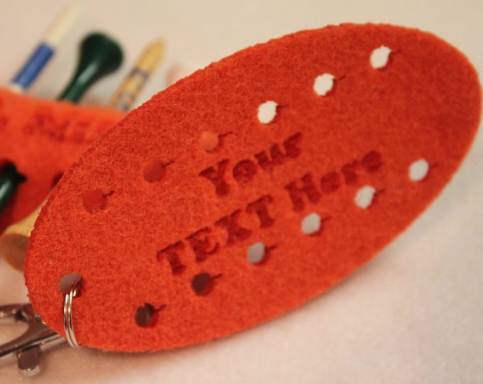 Custom Golf Tee Holder Personalized Engraved message Colour Felt HOLDER Golf gadgets SET OF 2