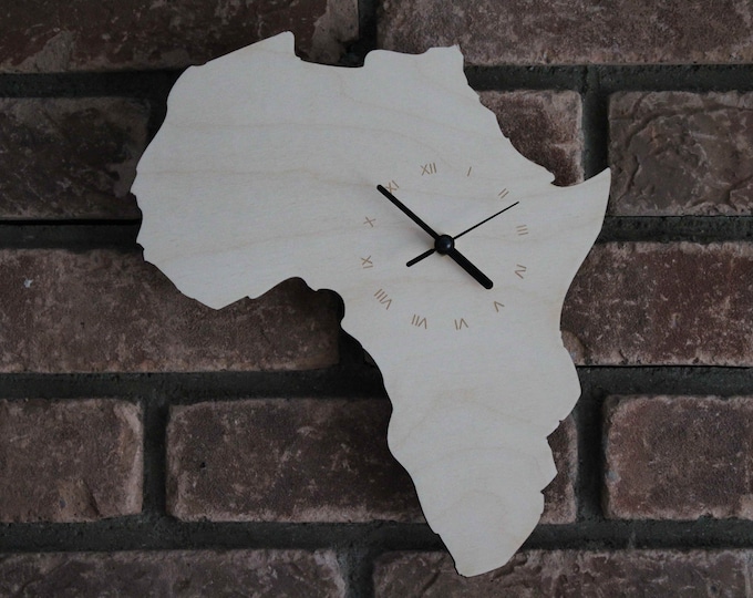 Custom Unique  Bespoke Africa  Shape Clock Africa  Map Wooden