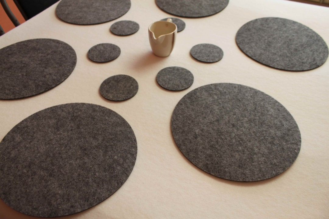 Multi Placemats and Coaster Simple Shape Circle Felt Table Mats Set 12
